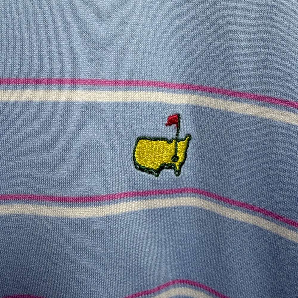 Magnolia Lane Womens Masters Golf Polo Shirt Striped Blue Pink White XL - Picture 5 of 8
